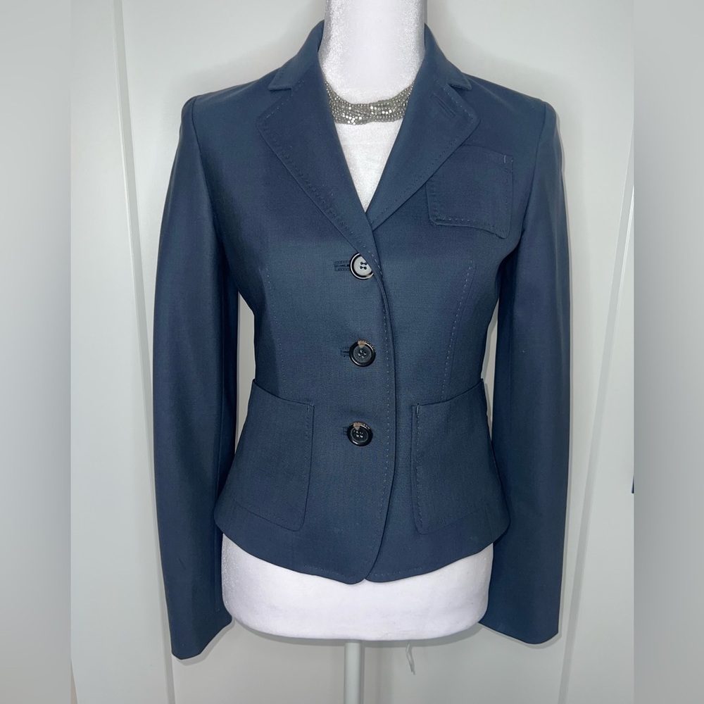 MARTIN+OSA NWOT navy wool blazer, beautiful stitching detail, women’s size 0